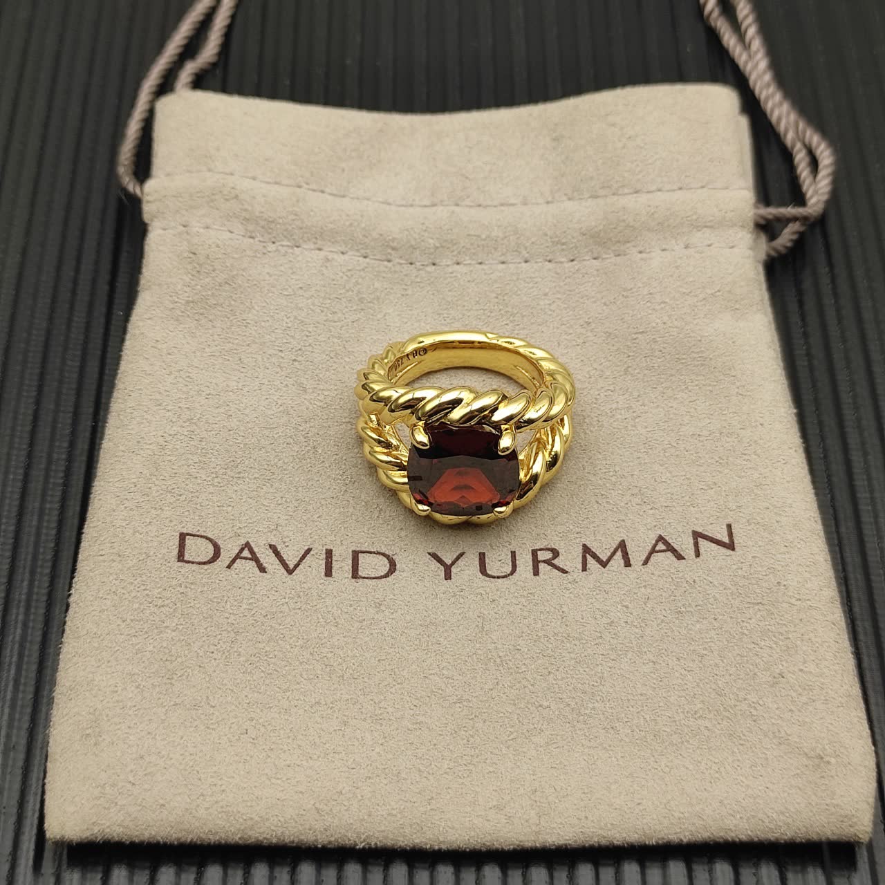 David Yurman Gold and Ruby Ring